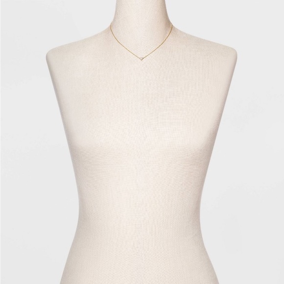 Sterling Silver Gold Dipped Cubic Zirconia Heart Chain Necklace NWT - Picture 4 of 8